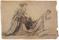 L’impératrice Joséphine agenouillée avec Mme de la Rochefoucauld et Mme de la Val Jacques Louis David